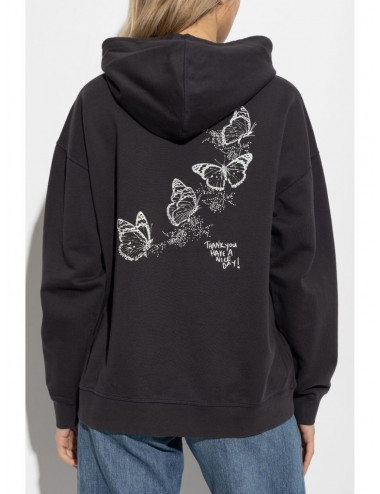 Sudadera corazón y mariposas - negro