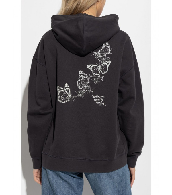 Sudadera corazón y mariposas - negro