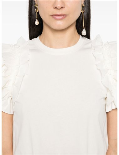 LEIA - Ruffle T-shirt - ecru