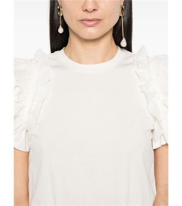 LEIA - Ruffle T-shirt - ecru