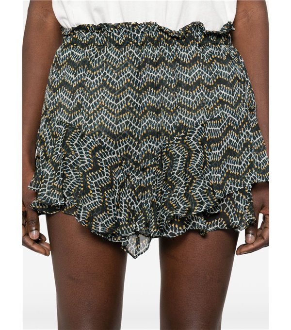 SORNEL - Printed georgette shorts - black