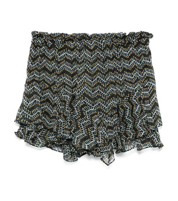 SORNEL - Printed georgette shorts - black