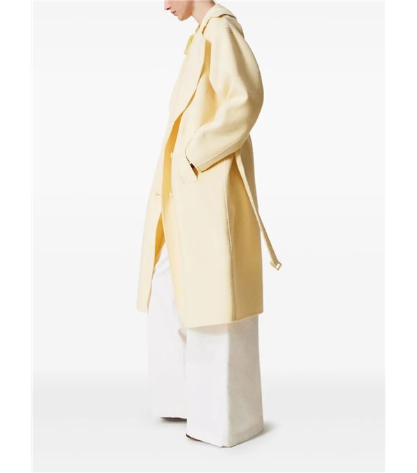 Double-sided coat with belt - yellow