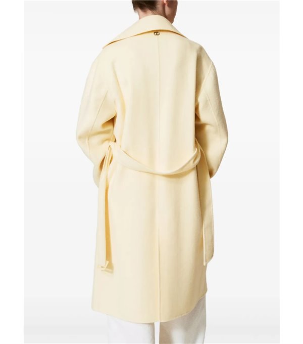 Double-sided coat with belt - yellow