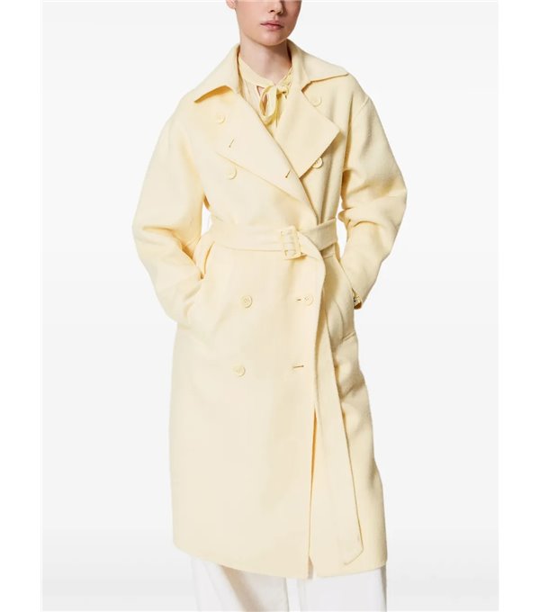 Double-sided coat with belt - yellow