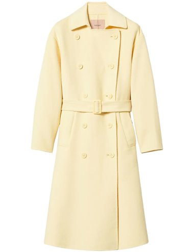 Double-sided coat with belt - yellow