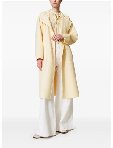 Double-sided coat with belt - yellow