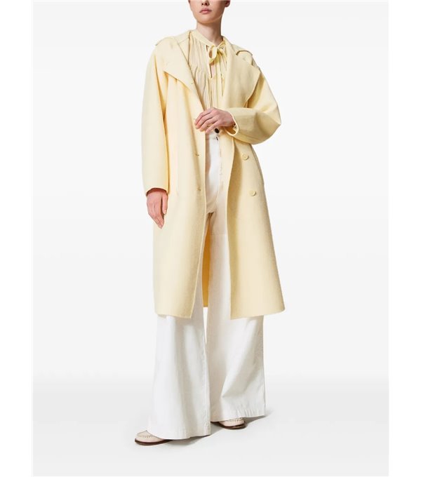 Double-sided coat with belt - yellow