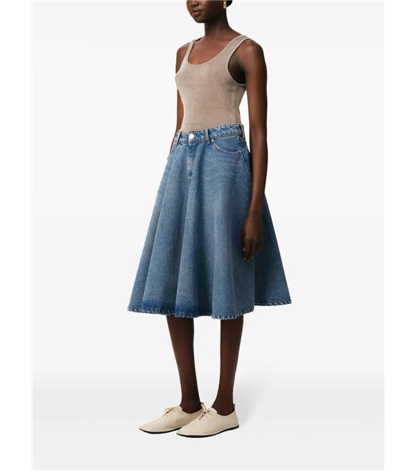 Falda midi vuelo denim