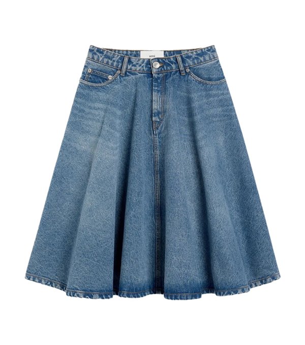 Falda midi vuelo denim