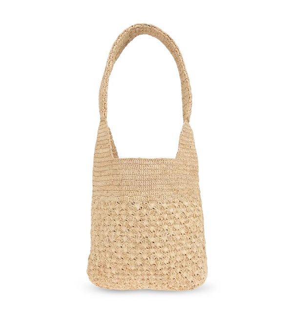 PRAIA SMALL - Raffia logo bag