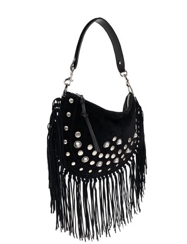 C/OSKAN SOFT ZIP-Bolso tachuelas y fleco