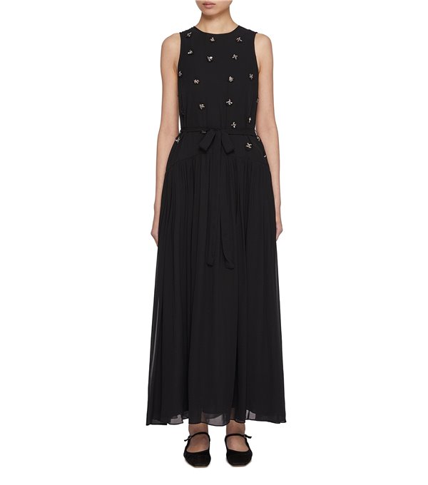 ELENI - Chiffon dress with embroidered flowers ELENI - Chiffon dress with embroidered flowers