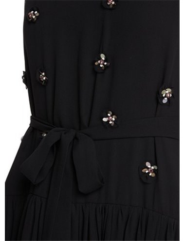 ELENI - Chiffon dress with embroidered flowers