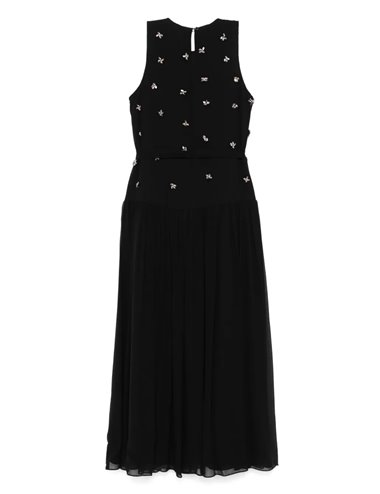 ELENI - Chiffon dress with embroidered flowers