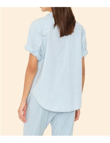 CHANNING - Fine Denim Short-Sleeve Shirt - Light Blue