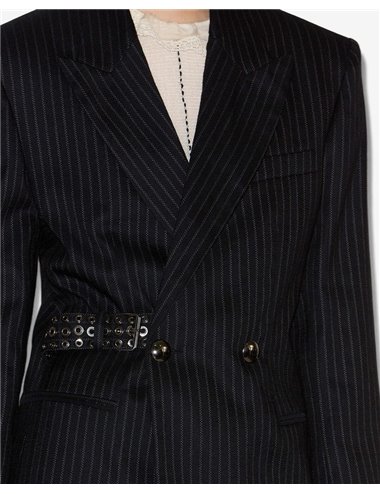 NAHIA-Blazer rayas entallada cinturón