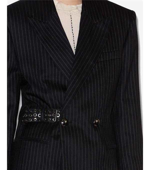 NAHIA-Blazer rayas entallada cinturón