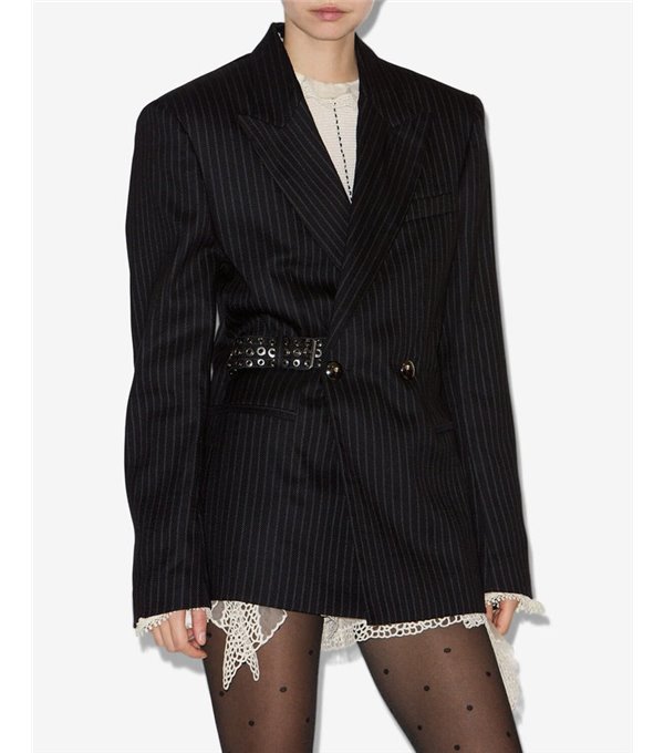 NAHIA-Blazer rayas entallada cinturón