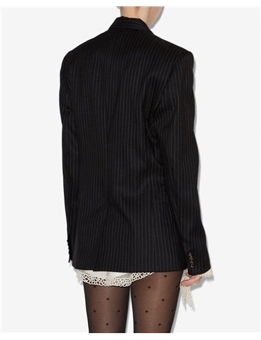 NAHIA-Blazer rayas entallada cinturón