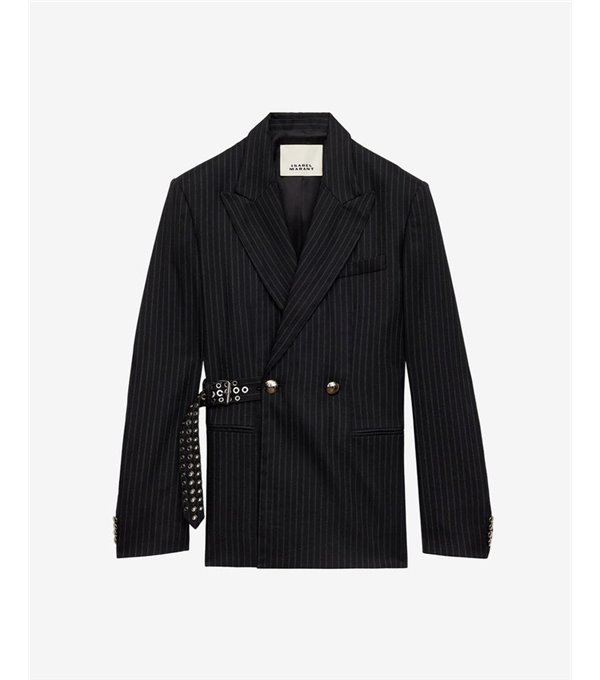 NAHIA-Blazer rayas entallada cinturón