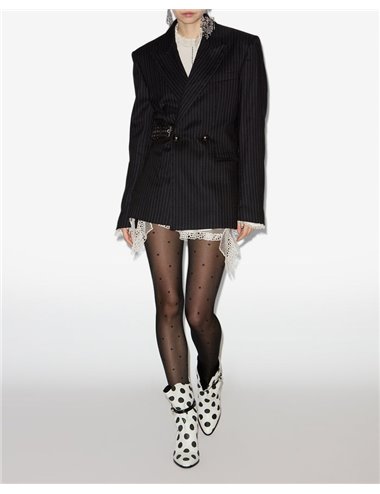 NAHIA-Blazer rayas entallada cinturón