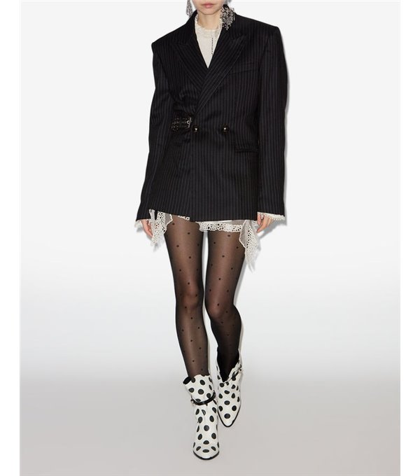 NAHIA-Blazer rayas entallada cinturón