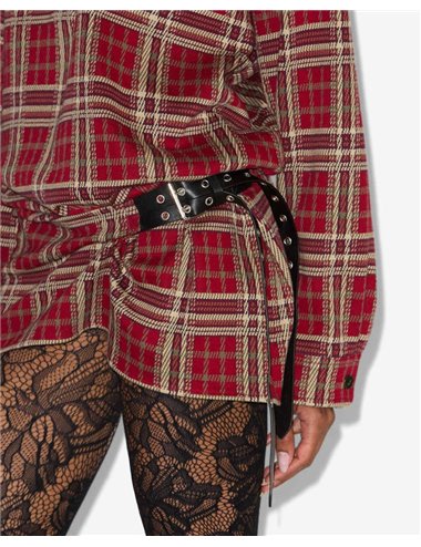 BLANDIA-Vestido camisero cuadros