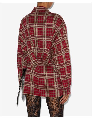 BLANDIA-Vestido camisero cuadros