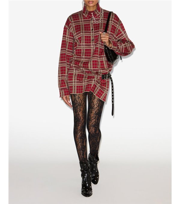 BLANDIA-Vestido camisero cuadros