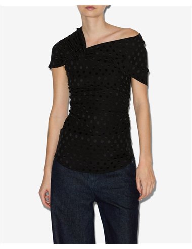 ESEN - Polka dot silk jacquard top