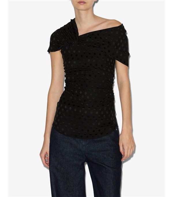 ESEN - Polka dot silk jacquard top