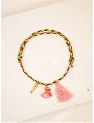 Pulsera cuerda - flamenco rosa