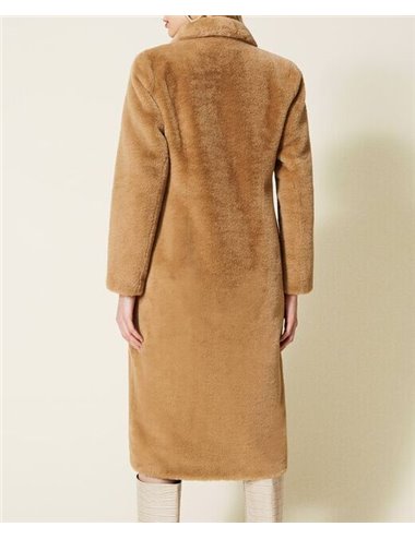 Faux fur coat - camel