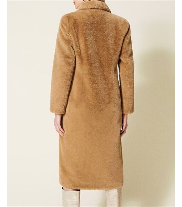 Faux fur coat - camel