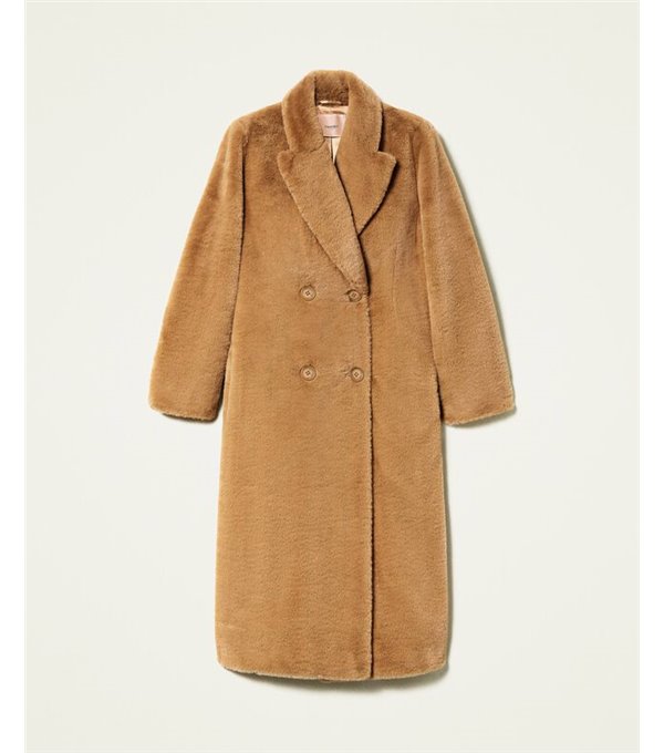 Faux fur coat - camel