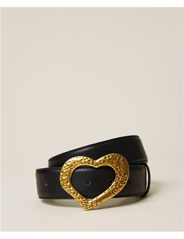 Heart buckle belt - black