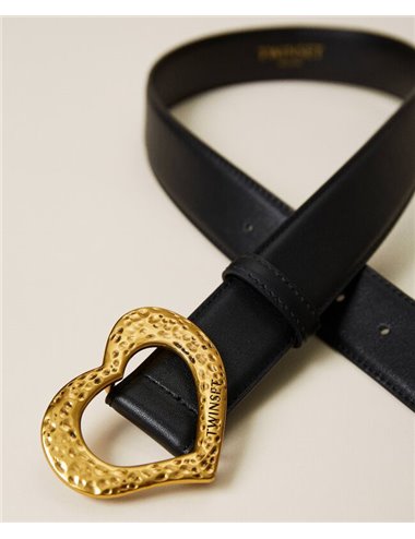 Heart buckle belt - black