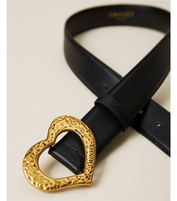 Heart buckle belt - black