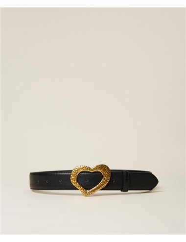 Heart buckle belt - black