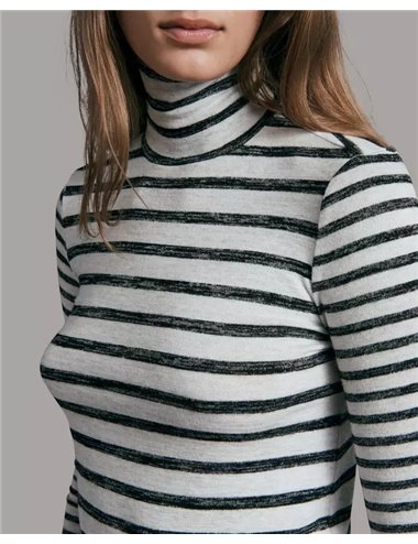 C/Jersey ml cuello alto rayas