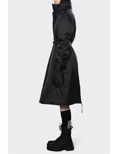 Padded long jacket - black