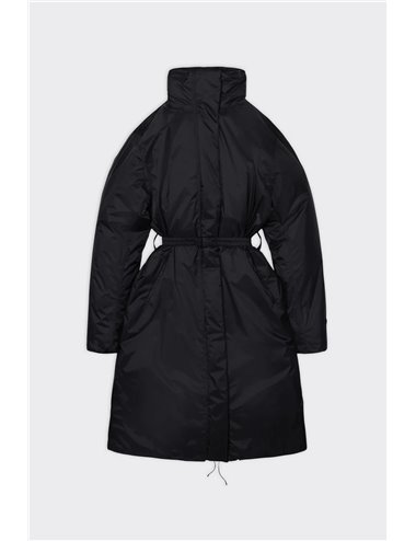 Padded long jacket - black