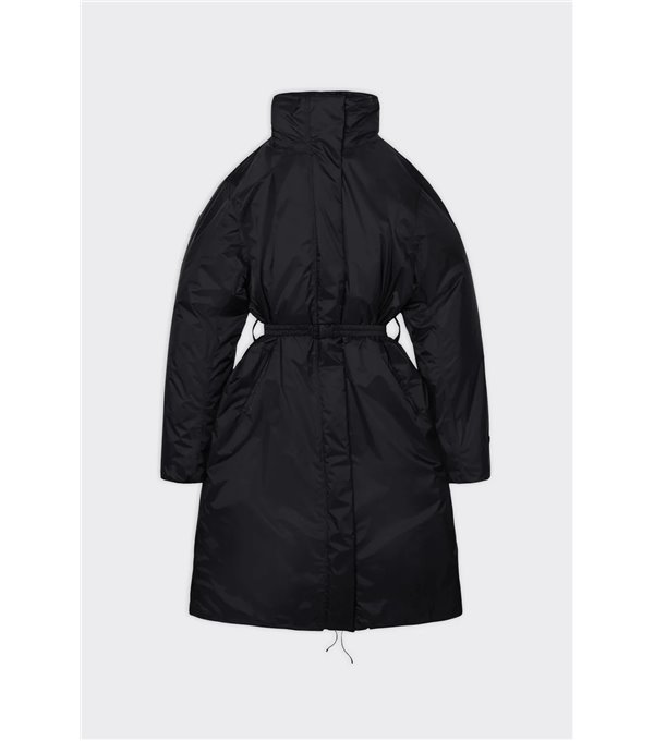 Padded long jacket - black