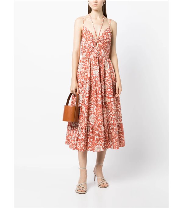 PHOEBE - Printed cotton dress - orange