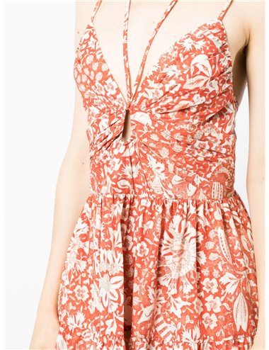 PHOEBE - Printed cotton dress - orange